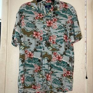 GEORGE, Mens Blue Ocean Floral Button Up, Size Medium (38-40)